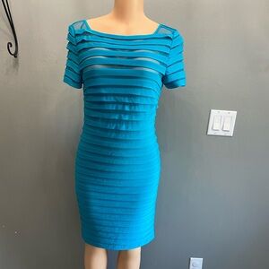 Adrianna Papell Teal Layered Mini Dress